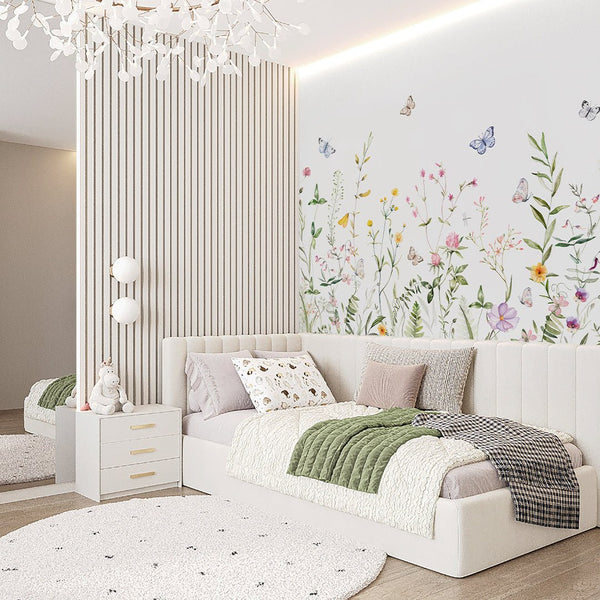 Colored Wildflowers Field Wall Mural SM043 - CostaCover - Peel and stick Removable Wallpaper - accent wallpaper - adhesive wallpaper - baby bedroom