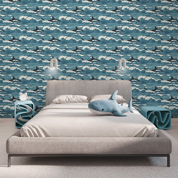 Japanese Orca Waves Wallpaper A103