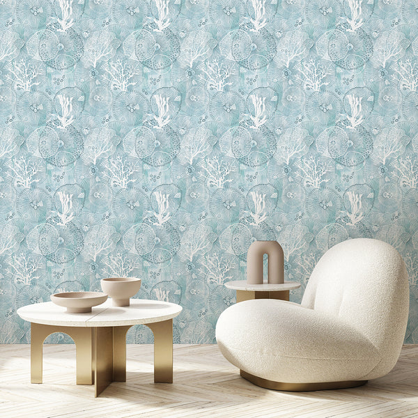 Aqua Blue Coral Wallpaper A116