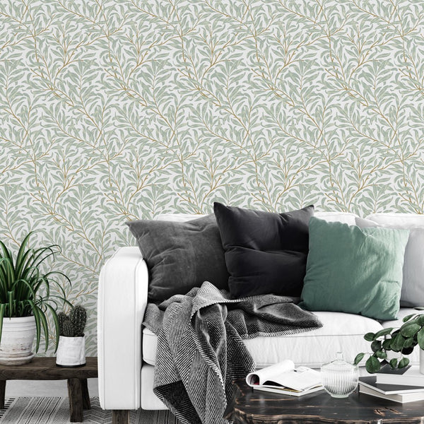 Green Willow Bough by Morris Wallpaper W091 - CostaCover - Peel and stick Removable Wallpaper - abstract floral - abstract wall art - abstract wallpaper