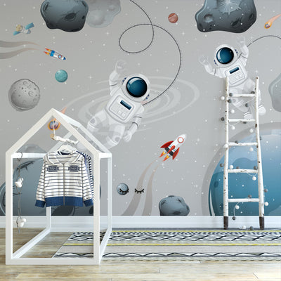 Astronauts and Planets in Space Self Adhesive Wall Mural WM072