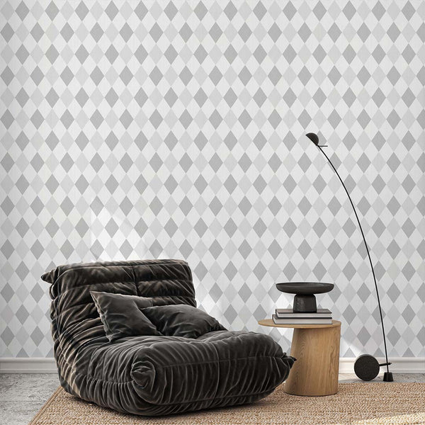 Two Color Gray Rhombus Wallpaper S024 - CostaCover - Peel and stick Removable Wallpaper - abstract wallpaper - accent wallpaper - adhesive wallpaper