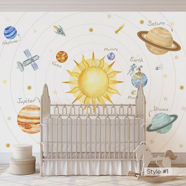 Solar System & Planets Wall Mural WM081 - CostaCover - Peel and stick Removable Wallpaper - abstract wallpaper - accent wallpaper - adhesive wallpaper