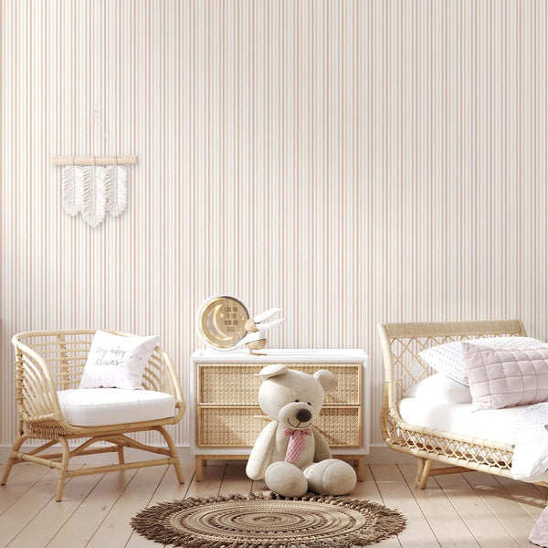 Pastel Peach Stripes Wallpaper S004 - CostaCover - Peel and stick Removable Wallpaper - abstract wallpaper - accent wallpaper - adhesive wallpaper