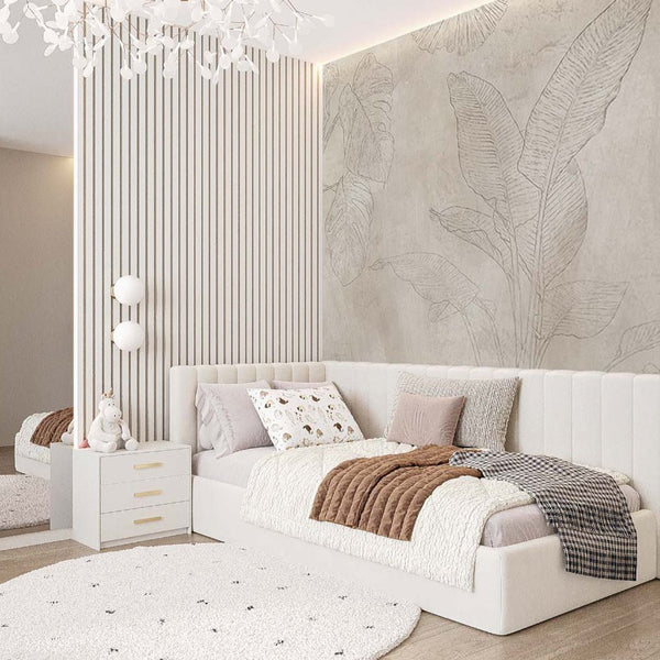 Neutral Beige Palm Leaves Wall Mural SM005 - CostaCover - Peel and stick Removable Wallpaper - abstract wall art - accent wallpaper - adhesive wallpaper