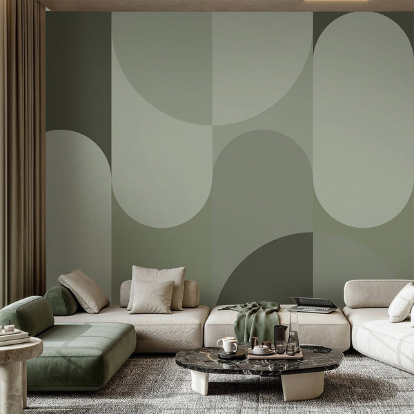 Abstract Green Arches Wall Mural AM064 - CostaCover - Peel and stick Removable Wallpaper - about walls - Abstract - abstract arches