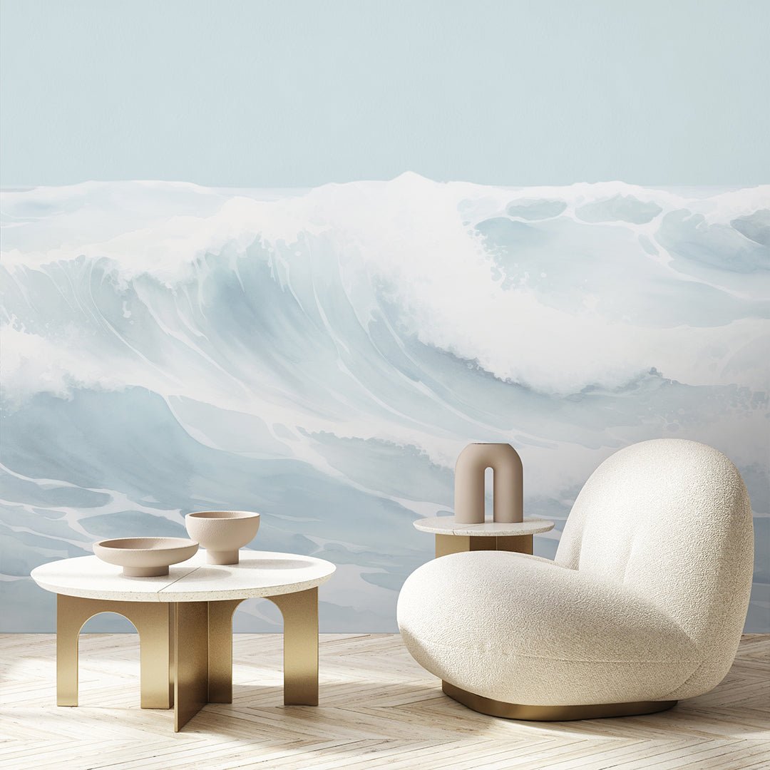 Pastel Blue Wave Wall Mural