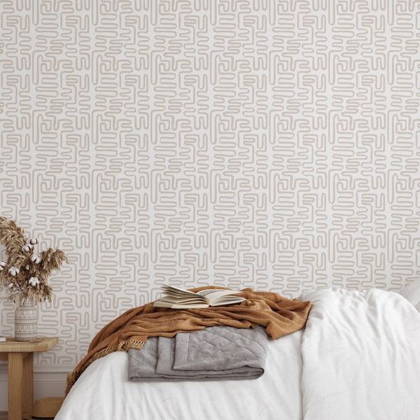 Beige Line Wallpaper W014 - CostaCover - Peel and stick Removable Wallpaper - Abstract - abstract lines - abstract wallpaper
