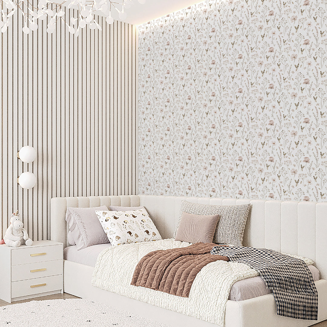 Neutral Floral Wallpaper S065