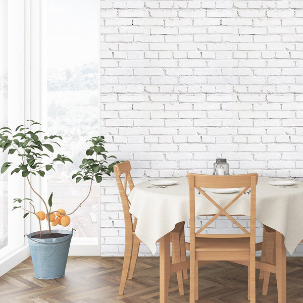 Industrial White Brick Wallpaper CC287 - CostaCover - Peel and stick Removable Wallpaper - accent wallpaper - adhesive wallpaper - bathroom wallpaper