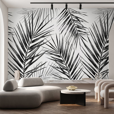 Black and White Palm Leaf Wall Mural WM123