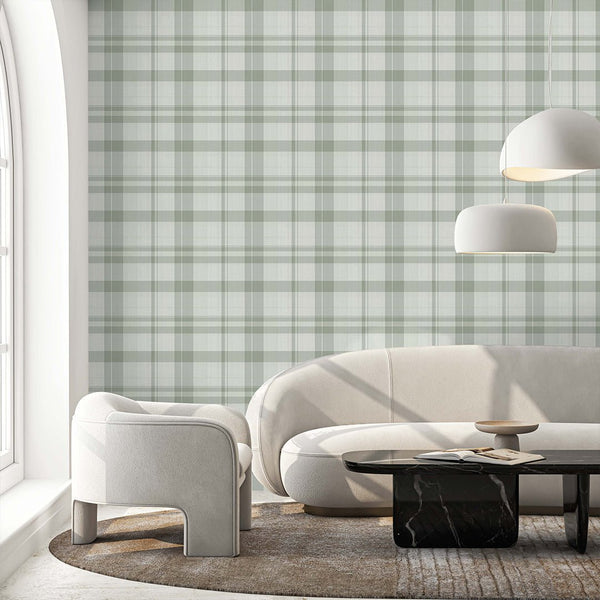 Green Plaid Farmhouse Wallpaper S010 - CostaCover-Peel and stick Removable Wallpaper-abstract wallpaper-accent wallpaper-adhesive wallpaper