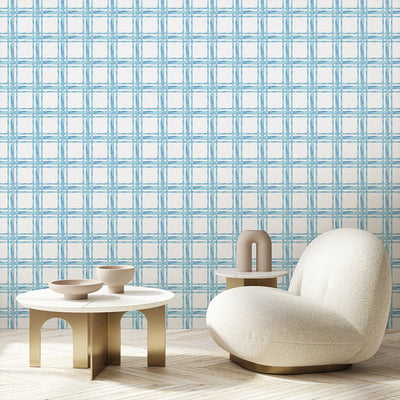 Watercolor Blue Plaid Wallpaper A104