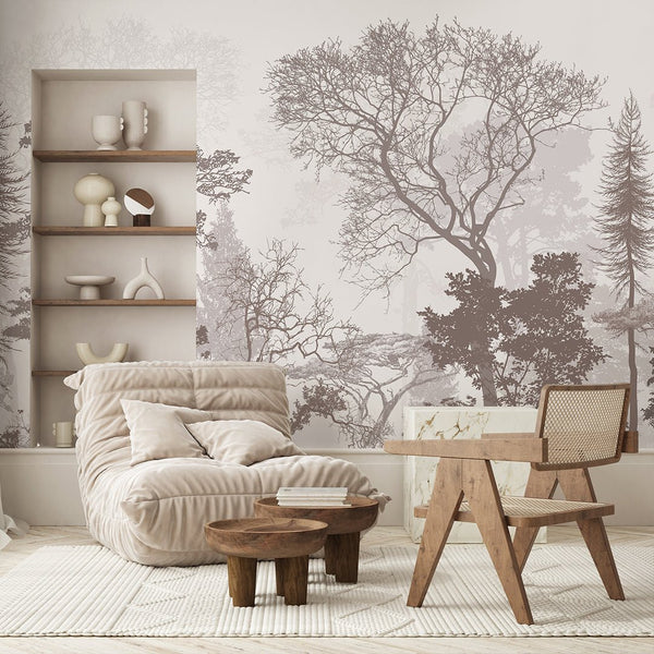 Retro Brown Forest Wall Mural AM039 - CostaCover - Peel and stick Removable Wallpaper - about walls - Abstract - abstract lines