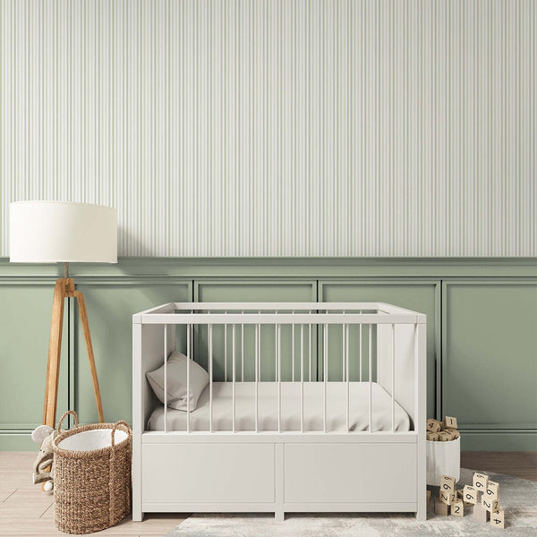 Pastel Green Stripes Wallpaper S005 - CostaCover - Peel and stick Removable Wallpaper - accent wallpaper - adhesive wallpaper - baby bedroom