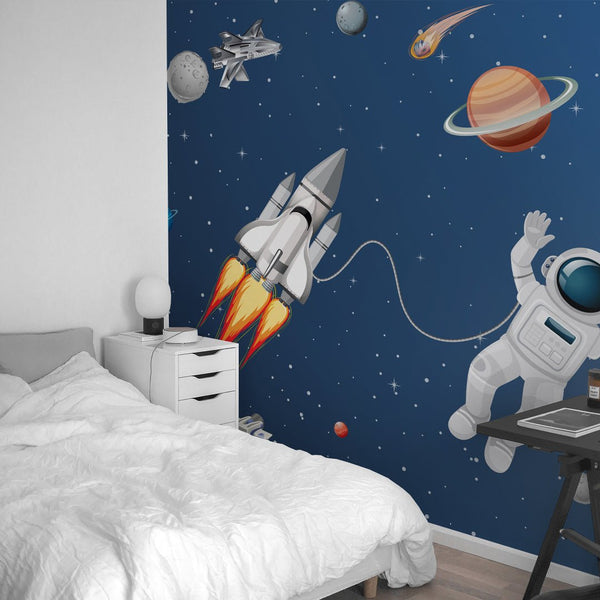 Blue Space & Astronaut Wall Mural WM073 - CostaCover - Peel and stick Removable Wallpaper - abstract wall art - abstract wallpaper - accent wallpaper