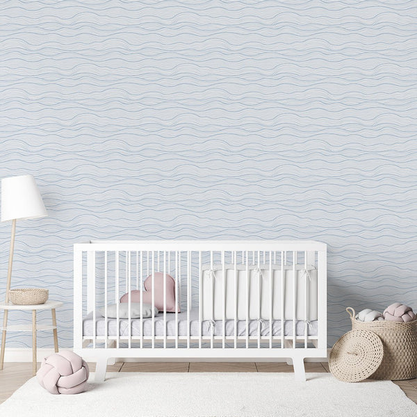 Light Blue Waves Wallpaper A098 - CostaCover - Peel and stick Removable Wallpaper - about walls - Abstract - abstract lines