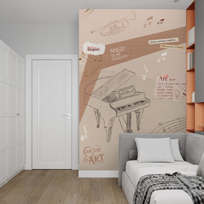 Beige Music Collage Wall Mural SM105