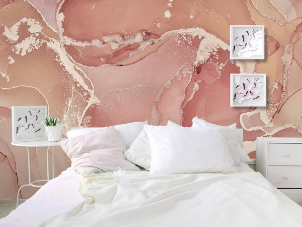 Pink Peach Watercolor ink Wall Mural CCM129 - CostaCover - Peel and stick Removable Wallpaper - abstract wallpaper - accent wallpaper - adhesive wallpaper