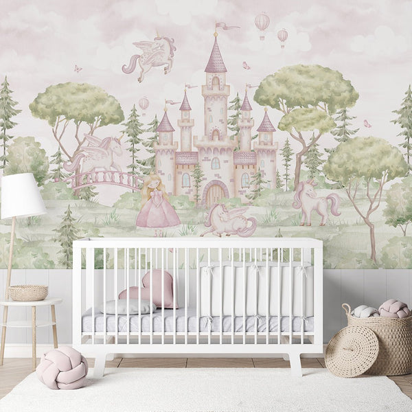 Woodland Magic Kingdom Wall Mural AM147 - CostaCover-Peel and stick Removable Wallpaper-accent wallpaper-adhesive wallpaper-baby bedroom