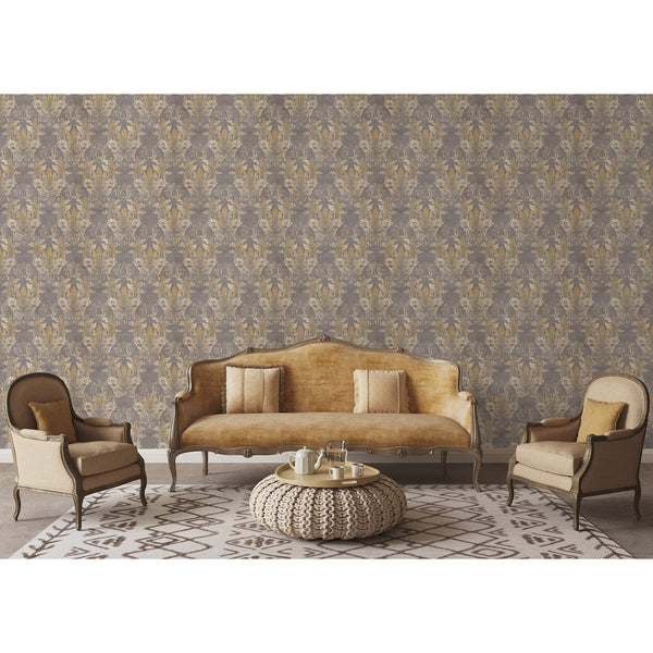 Gray Taupe Damask Wallpaper A154
