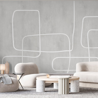 Gray Abstract Line Art Wall Mural AM175