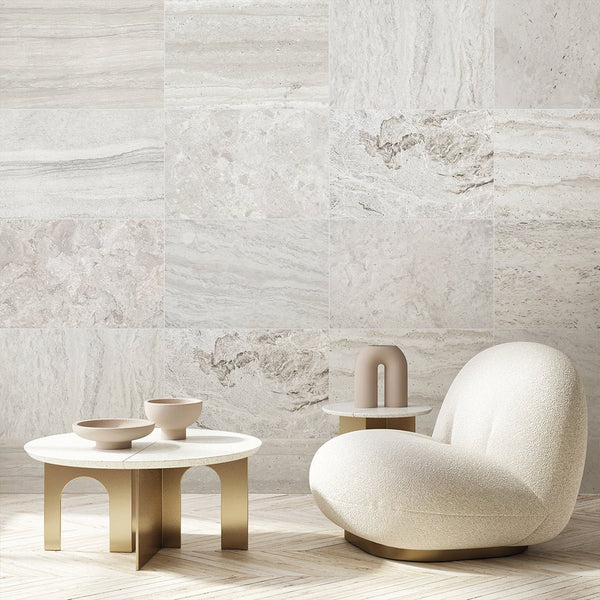Grey Beige Travertine Tile Wall Mural AM101 - CostaCover - Peel and stick Removable Wallpaper - about walls - Abstract - abstract lines