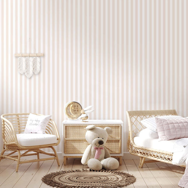 Beige Vertical Stripes Wallpaper S015 - CostaCover-Peel and stick Removable Wallpaper-accent wallpaper-adhesive wallpaper-baby bedroom