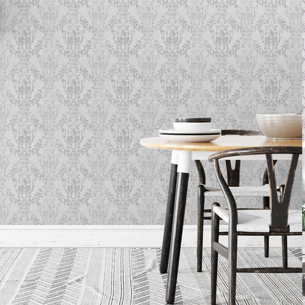 Gray Rococo Wallpaper W102 - CostaCover - Peel and stick Removable Wallpaper - abstract wall art - abstract wallpaper - accent wallpaper