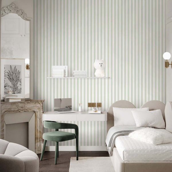 Light Green Stripe Wallpaper S017 - CostaCover - Peel and stick Removable Wallpaper - abstract wallpaper - accent wallpaper - adhesive wallpaper
