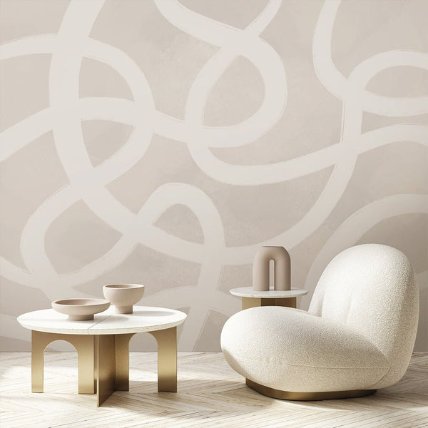 Neutral Beige Lines Wall Mural AM007 - CostaCover - Peel and stick Removable Wallpaper - about walls - Abstract - abstract arches