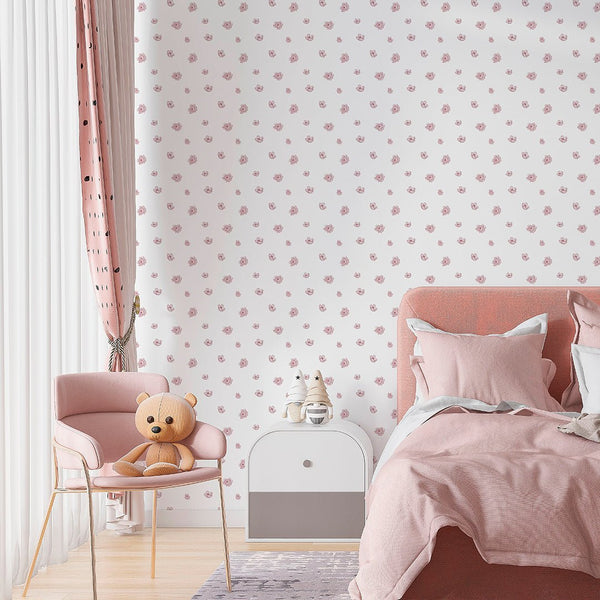 Pink Tiny Flowers Wallpaper A047 - CostaCover-Peel and stick Removable Wallpaper-abstract floral-accent wallpaper-adhesive wallpaper
