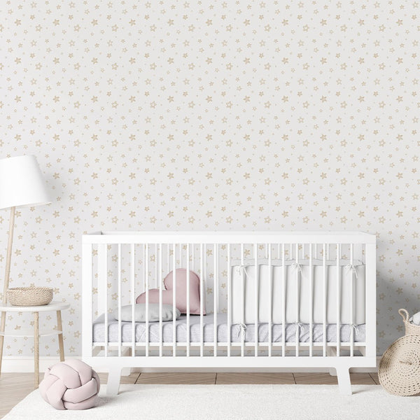 Beige Tiny Stars Wallpaper A045 - CostaCover-Peel and stick Removable Wallpaper-accent wallpaper-adhesive wallpaper-baby bedroom