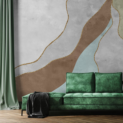 Brown Green Blue Abstract Wall Mural CCM213