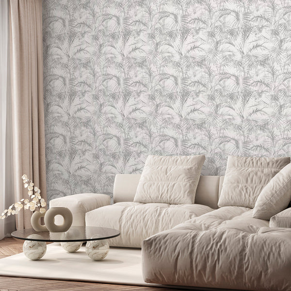 Gray Palm Leaf Wallpaper A122