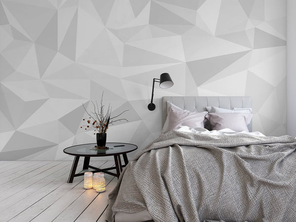 White & Gray Geometric Wall Mural CCM165 - CostaCover - Peel and stick Removable Wallpaper - Abstract - abstract lines - abstract mural