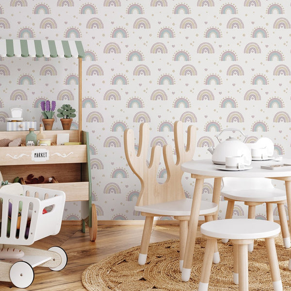 Tiny Rainbows Wallpaper A046 - CostaCover-Peel and stick Removable Wallpaper-accent wallpaper-adhesive wallpaper-baby bedroom