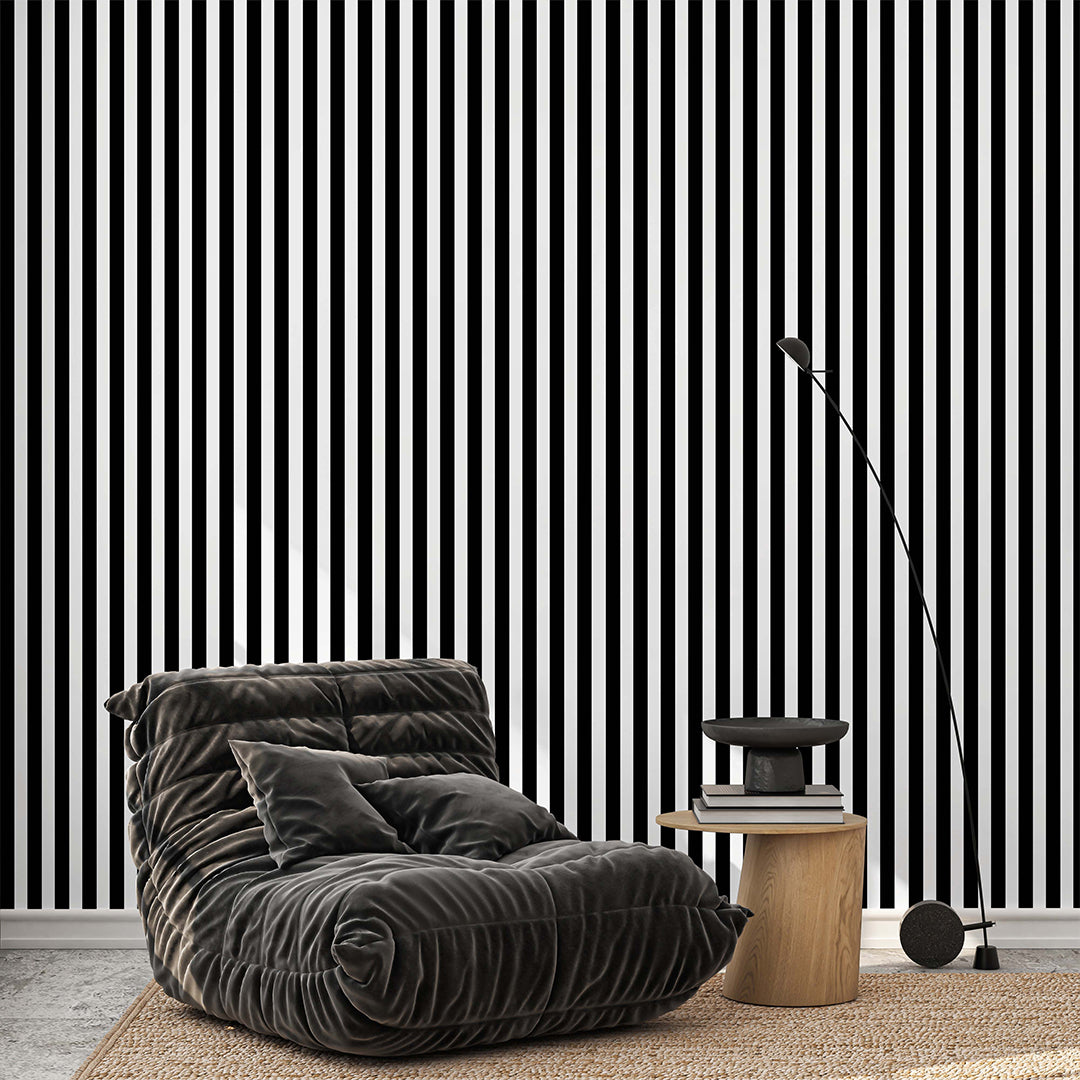 Black & White Stripe Wallpaper S031