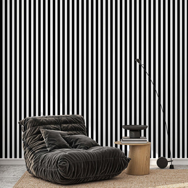 Black & White Stripes Wallpaper S031 - CostaCover - Peel and stick Removable Wallpaper - abstract lines - abstract wall art - abstract wallpaper