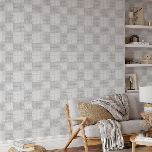 Soft Gray Checker Grasscloth Wallpaper CG022 - CostaCover - Traditional Wallpaper - Abstract - abstract lines - abstract wall art