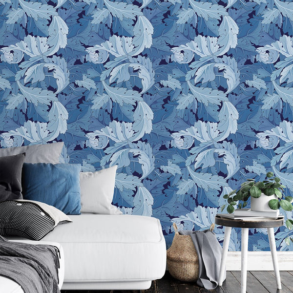 Blue Acanthus by Morris Wallpaper W122 - CostaCover - Peel and stick Removable Wallpaper - Abstract - abstract floral - abstract lines