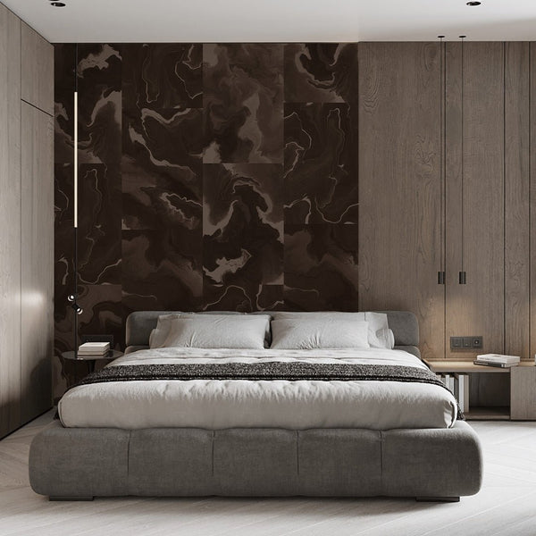 Dark Brown Marble Squares Wall Mural AM030 - CostaCover - Peel and stick Removable Wallpaper - Abstract - Abstract Labyrinth Lines - abstract lines
