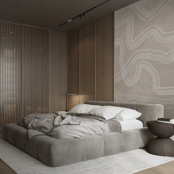 Beige Brush Lines Wall Mural AM009 - CostaCover - Peel and stick Removable Wallpaper - about walls - Abstract - Abstract Beige Gold Stripes Waves Removable Wallpaper near me