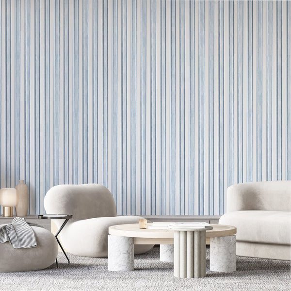 Blue Vertical Stripes Wallpaper A039 - CostaCover-Peel and stick Removable Wallpaper-Abstract-abstract wall art-abstract wallpaper
