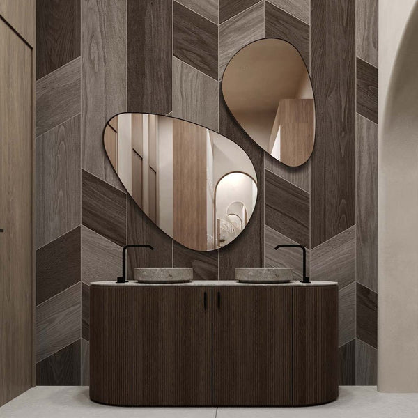 Brown Beige Wooden Shapes Wall Mural AM104 - CostaCover - Peel and stick Removable Wallpaper - about walls - Abstract - abstract lines