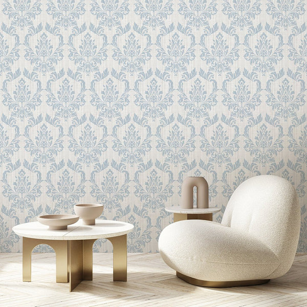 Light Blue Classic Damask Wallpaper A032 - CostaCover - Peel and stick Removable Wallpaper - abstract wallpaper - accent wallpaper - adhesive wallpaper