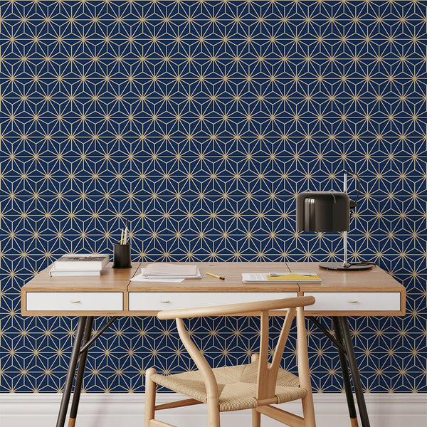 Blue Beige Prism Wallpaper CC302 - CostaCover - Peel and stick Removable Wallpaper - about walls - Abstract - Abstract Labyrinth Lines