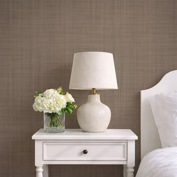 Taupe Brown Linen Texture Wallpaper L042
