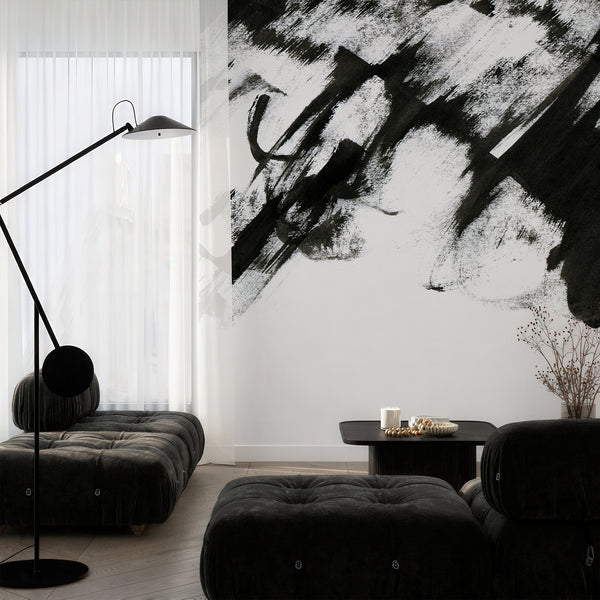 Black and White Abstract Wall Mural AM207