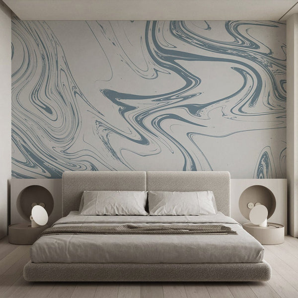 Blue Gray Marble Wall Mural AM052 - CostaCover - Peel and stick Removable Wallpaper - about walls - Abstract - abstract lines